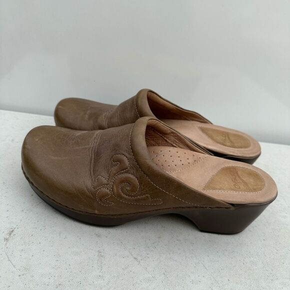 Dansko Brenda Mule Clogs Brown Green Burnished Leather Size 41-10,5-11 - Picture 5 of 8